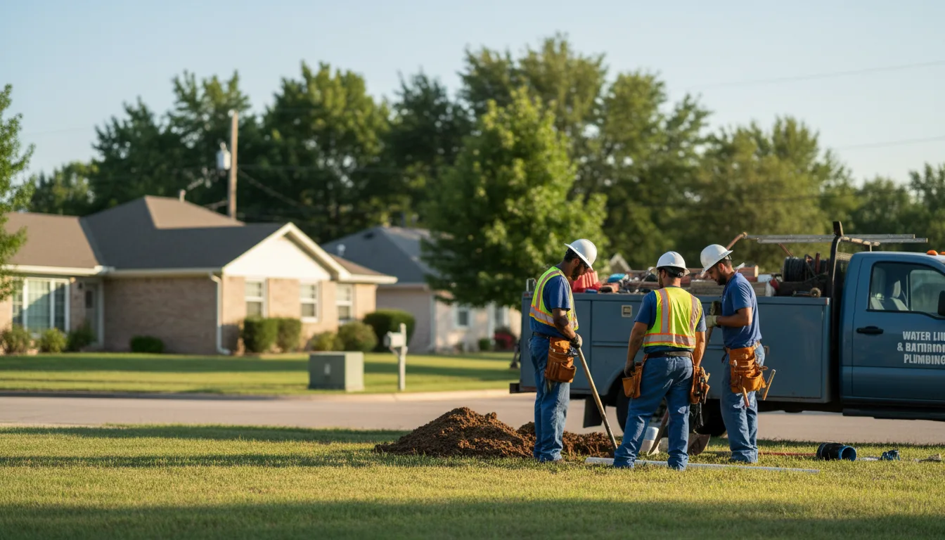 Residential water line and bathroom plumbing service in Newcastle, OK